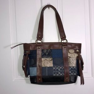 Vintage Authentic Coach Denim Patchwork Purse